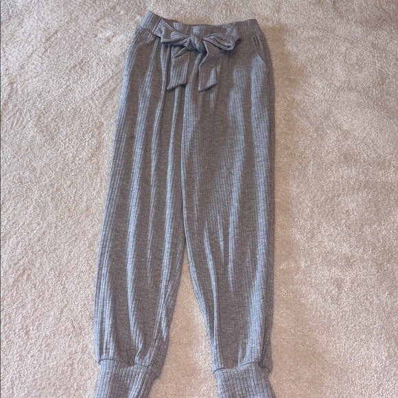Final Touch Gray Ribbed Knit Pants - Picture 1 of 4